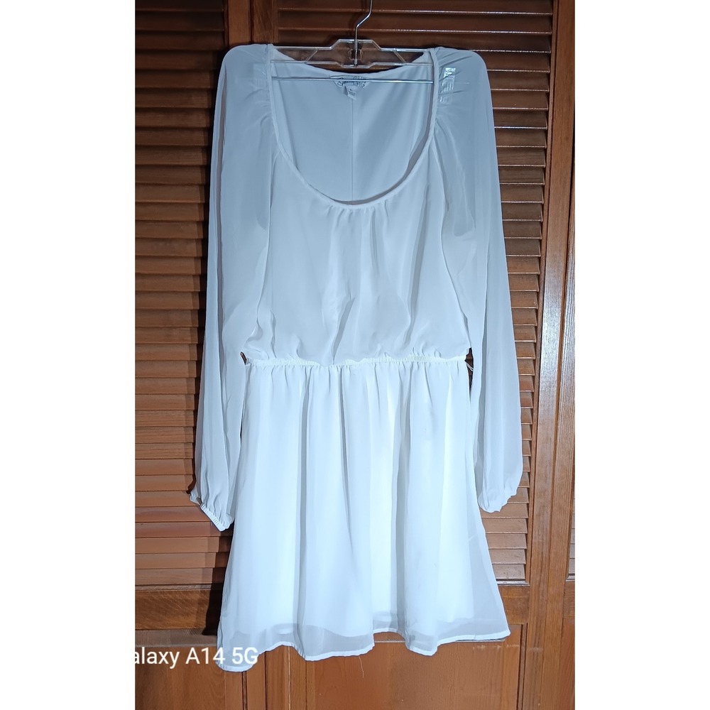 SPEECHLESS Dress Womens L White Chiffon Long Sleeve Lace Open Back 32x28